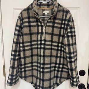 Koolaburra Plaid Quarter Zip Fleece in Black and Cream